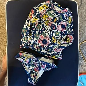 Long sleeve two piece roller rabbit rash guard upf 50 swimsuit